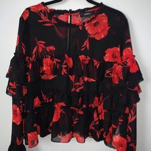 Sheer Bell Sleeve Blouse